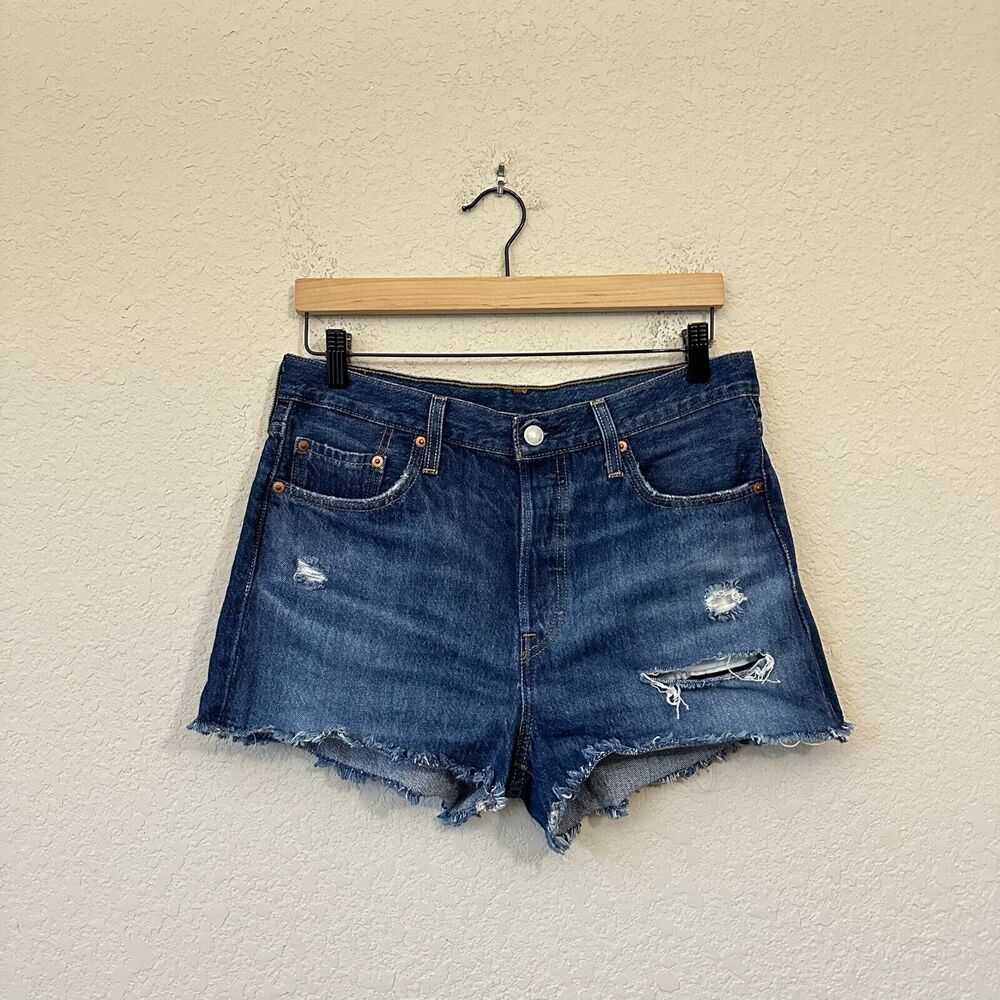 LEVI'S 501 Original Cut-Off Shorts Distressed in Dark Wash
